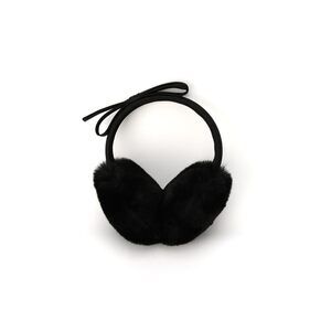 9853 Shoelace Bow Earmuffs, Winter Fashion Accessory For Women, Black, One